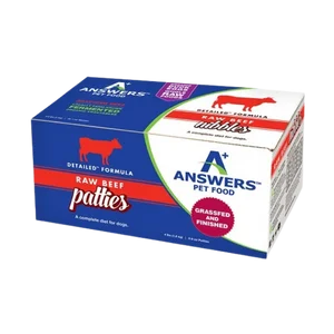 Answers Pet Food Detailed Formula Beef Raw Frozen Dog Food Patties 20 lb