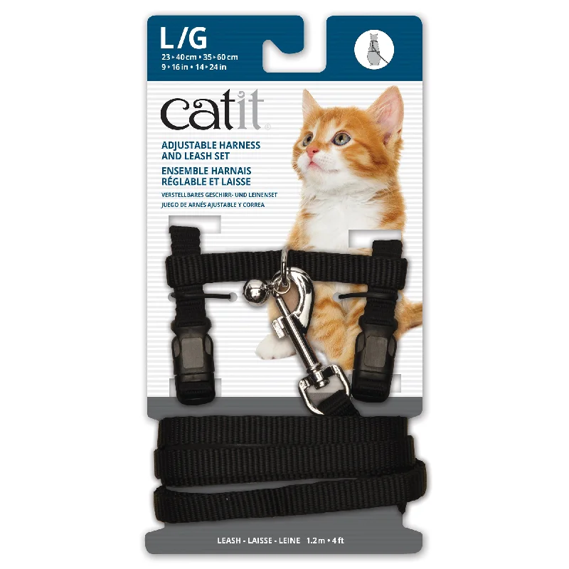 Catit Adjustable Nylon Harness & Leash Set - Black SALE