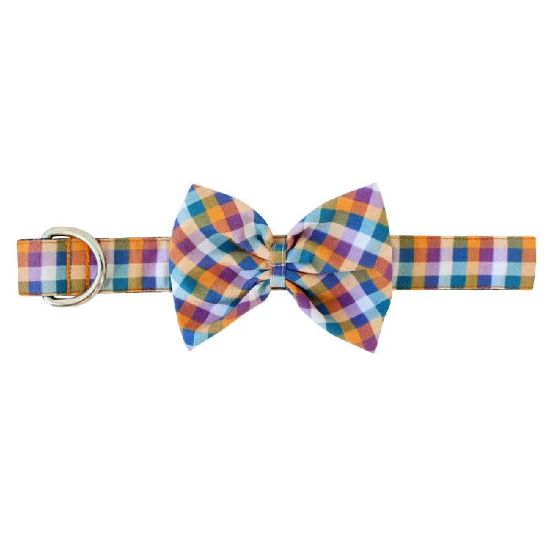 Autumn Gingham Bow Tie Dog Collar