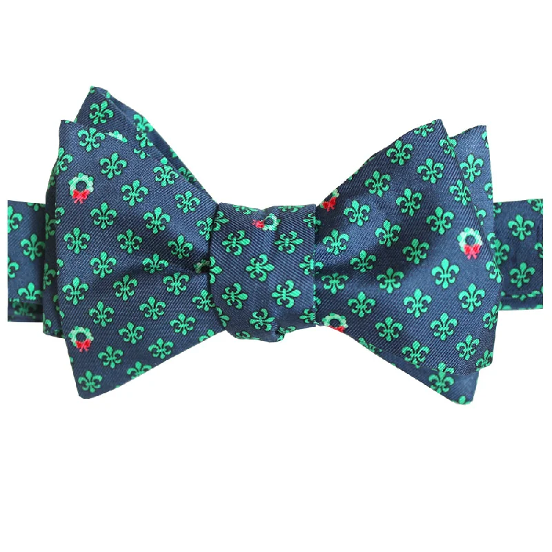 Midnight Navy Boys' Christmas Fleur de Lis Bow Tie