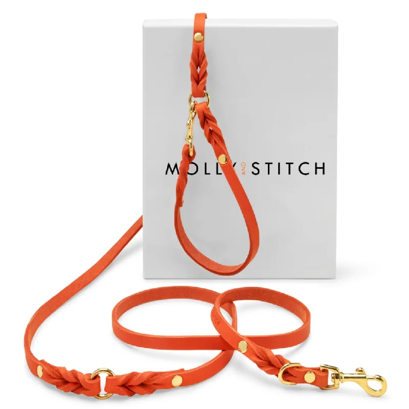 Butter Leather 3x Adjustable Dog Leash - Mango