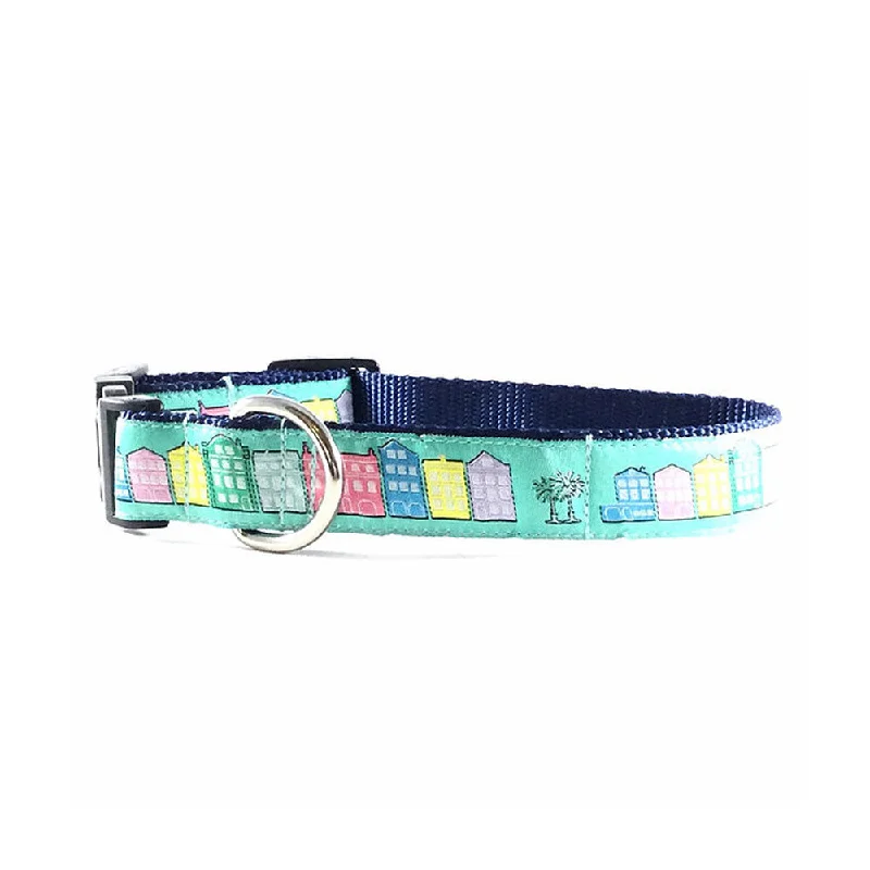 Caribbean Blue Rainbow Row Dog Collar