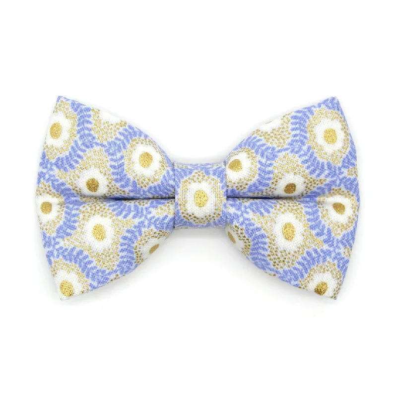 Pet Bow Tie - "Capri" - Rifle Paper Co® Metallic Gold & Periwinkle Cat Bow / For Cats + Small Dogs (One Size)