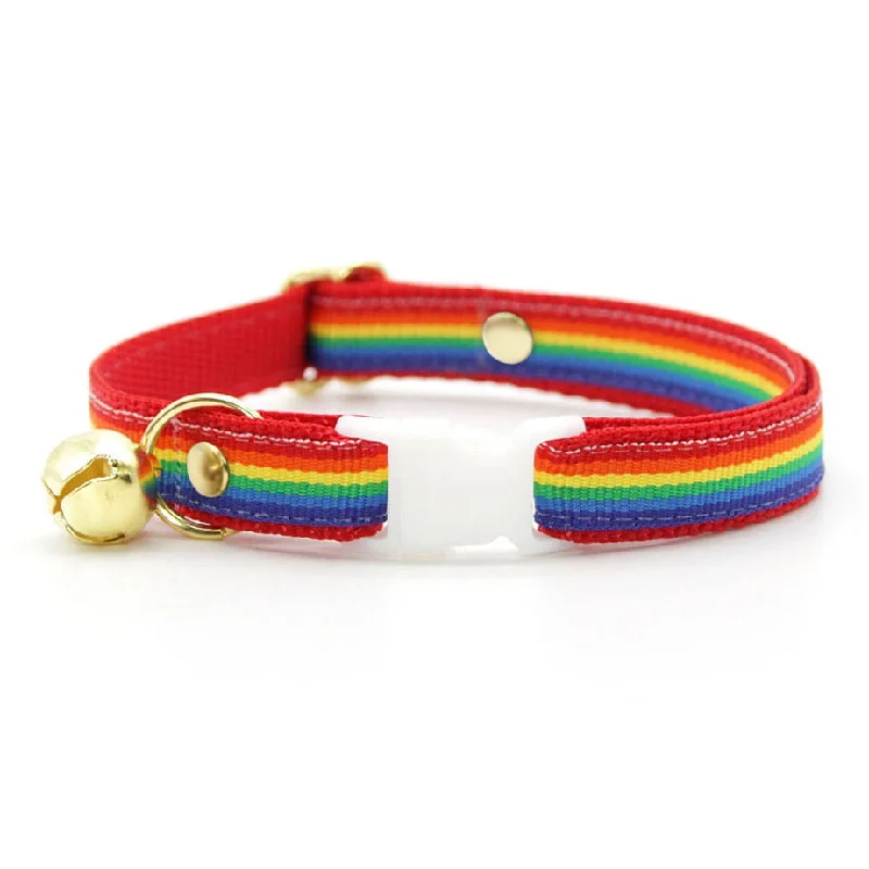 Cat Collar - "Retro Rainbow" - Rainbow Cat Collar / Breakaway Buckle or Non-Breakaway / Cat, Kitten + Small Dog Sizes