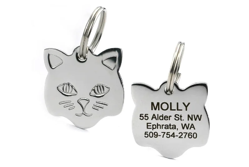 Cat Shaped ID Tag in Stainless Steel