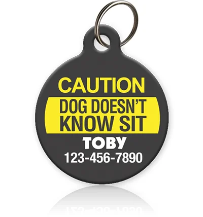 Caution Dog Pet ID Tag