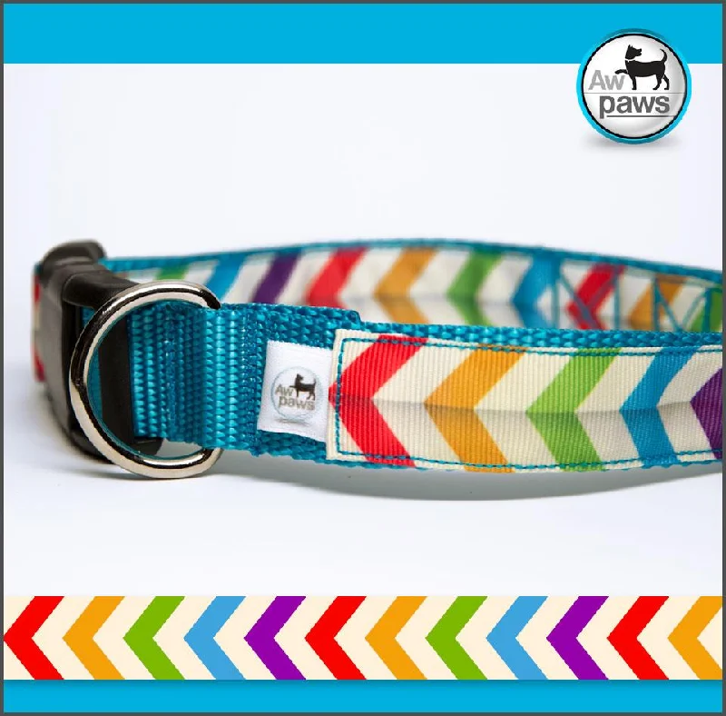 Chevron Rainbow Dog Collar