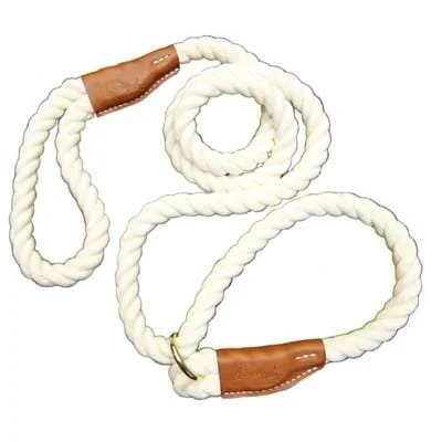 All Natural Leather & Cotton Rope Slip Leash