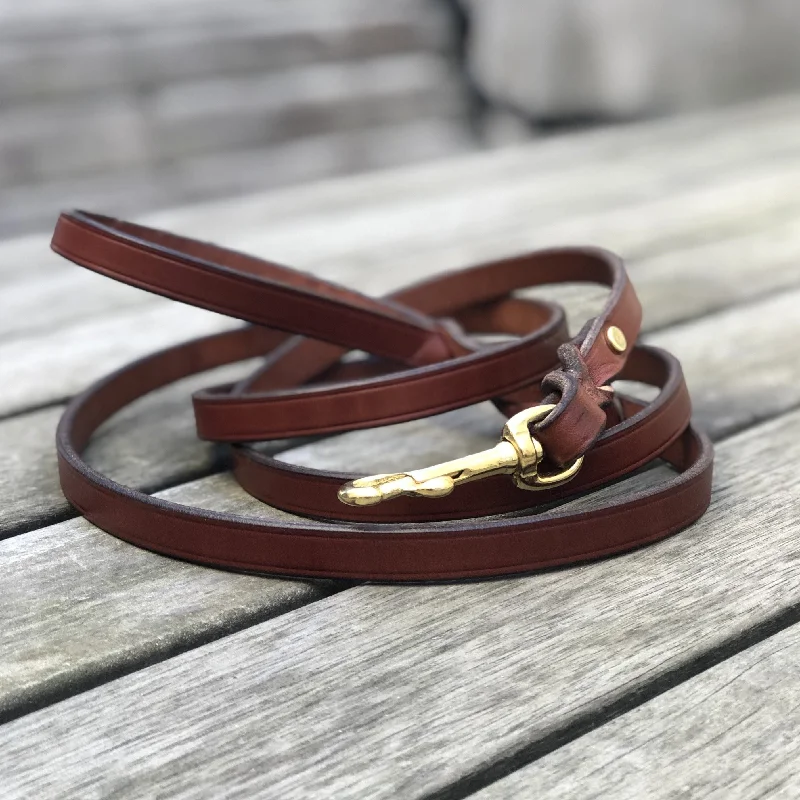 Leash with semi laced handle in Oakbark