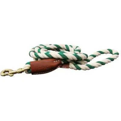 All Natural Leather & Cotton Braided Rope Dog Leash- USA made