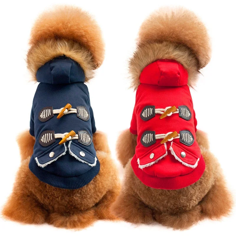 Cozy Fur Collar Chinese Style Winter Coat Puppy Jacket