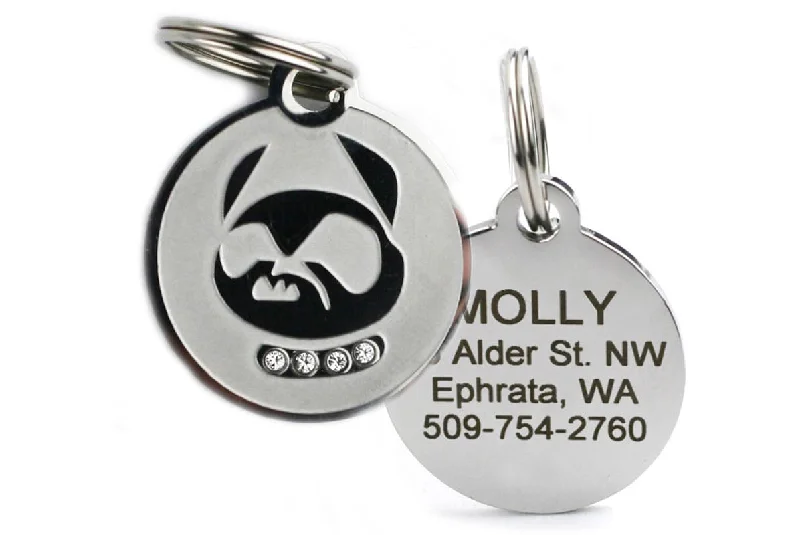 Dog Tag with Swarovski Crystals in Stainless Steel