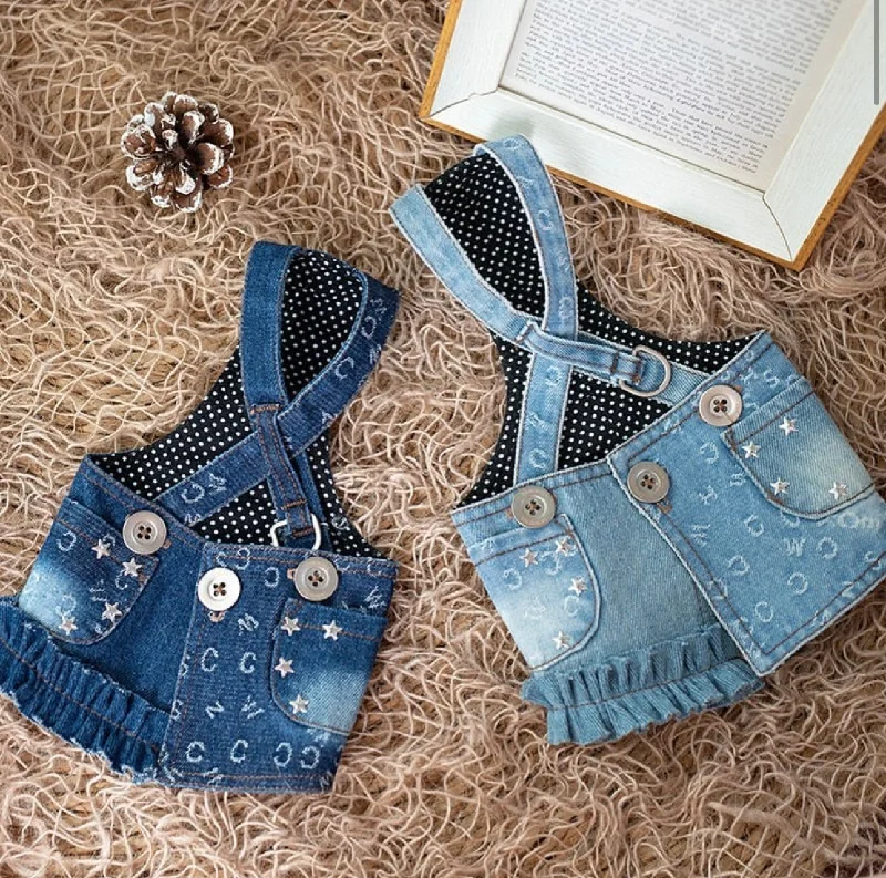 TaniWina Denim Pet Harness Dress: Elevate Your Furry Friend's Style