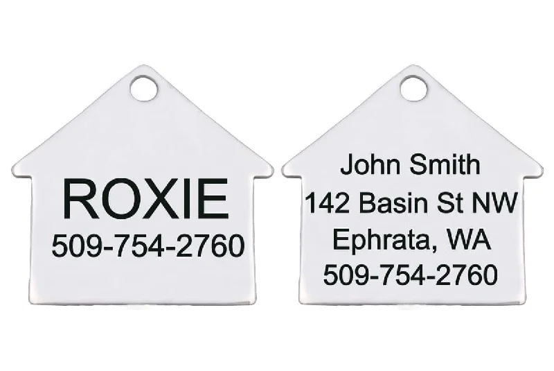 Dog House Pet ID Tag in Stainless Steel