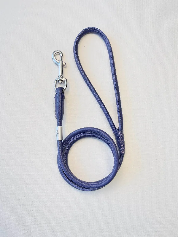 Rolled Leather Purple Dog Leash