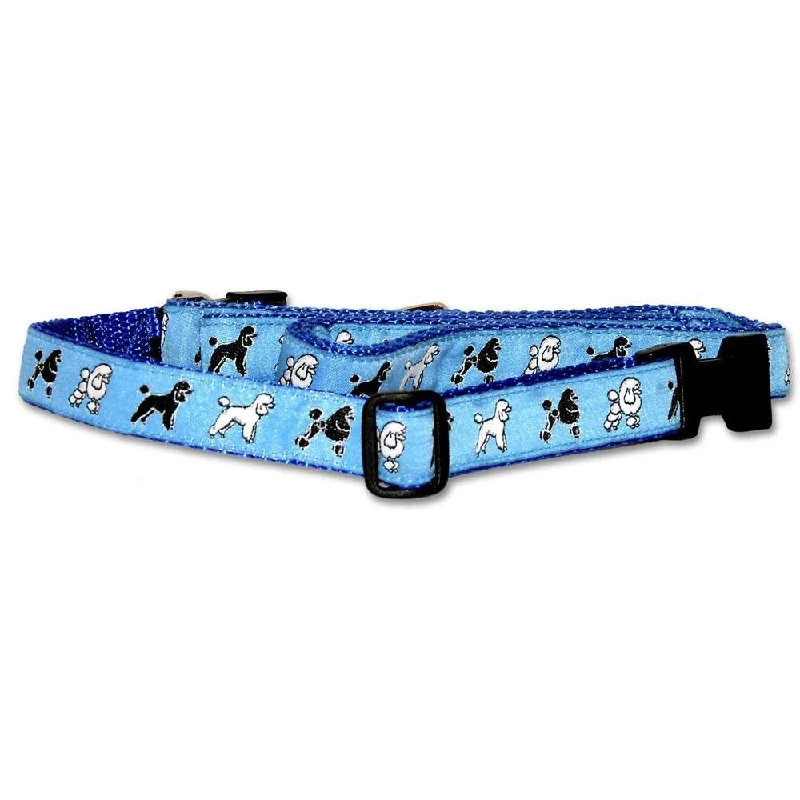 Miniature Poodle Blue Collar and Leash Set-  3/4” Wide- Fits 10”- 16”