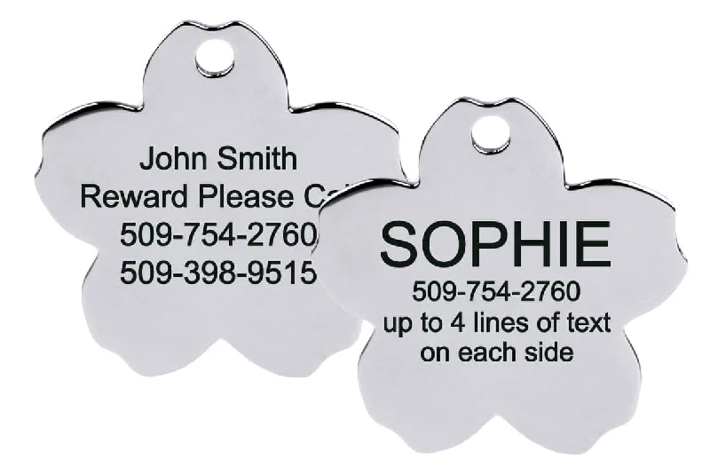 Flower Pet ID Tag in Stainless Steel