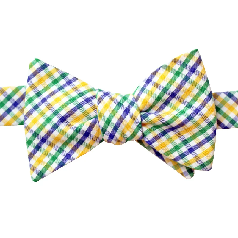 Mardi Gras Mambo Gingham Bow Tie