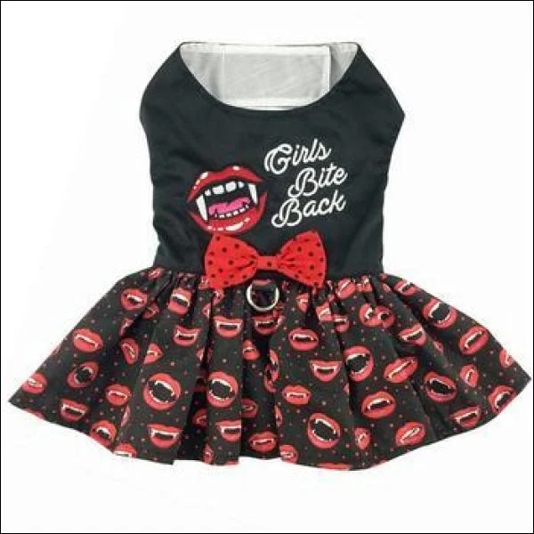 Halloween Dog Harness Dress - Girls Bite Back