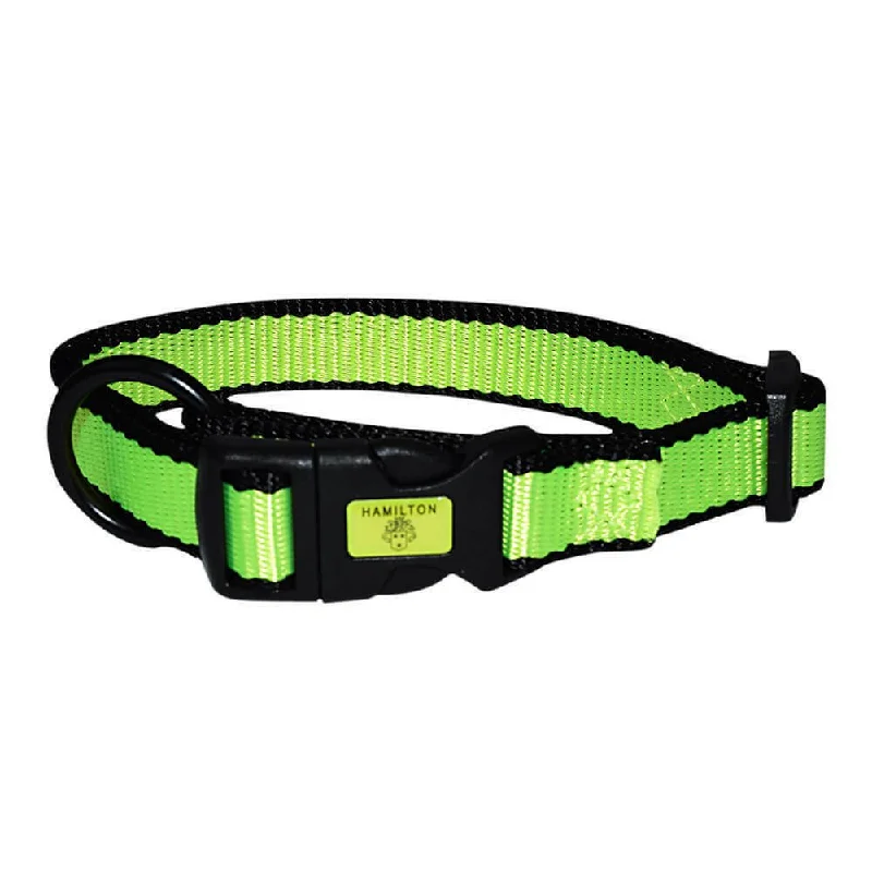 Nylon Adjustable Collar with Trim, Neon Yellow, 3/4" x 16" - 22"