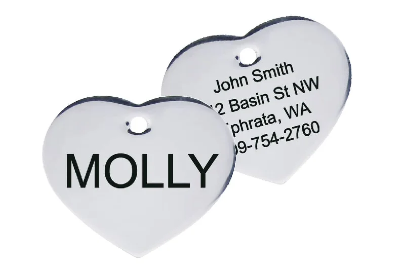 Heart Shape Pet ID Tag in Stainless Steel