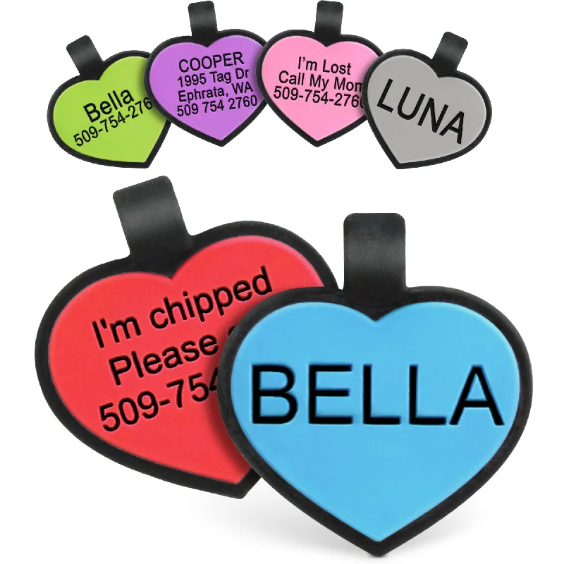 Heart Shape Silent Silicone Pet ID Tag