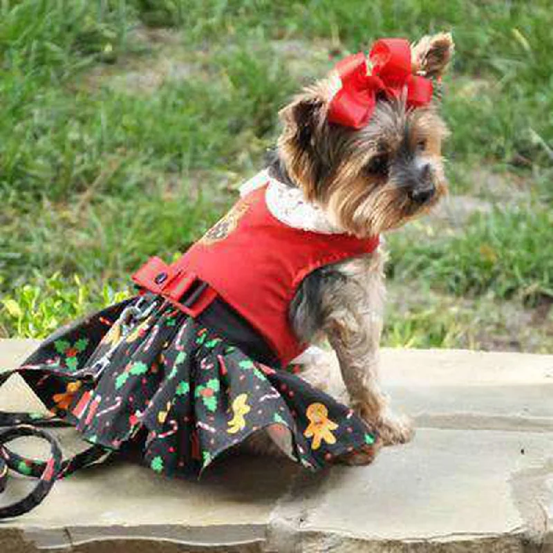 Holiday Dog Harness Dress - Gingerbread