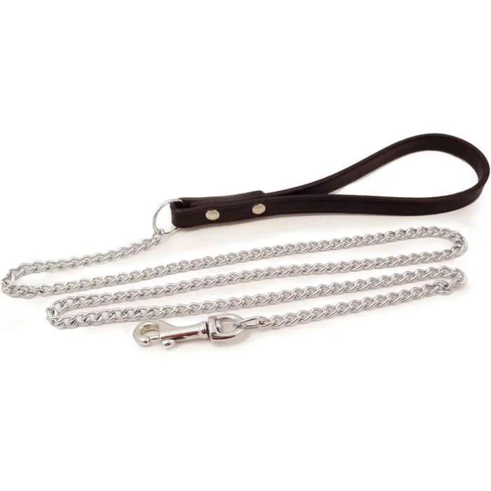 Chain Dog Leash with Leather Handle