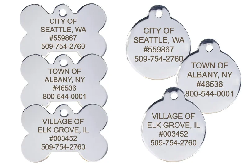 Municipal Dog License Tags in Stainless Steel