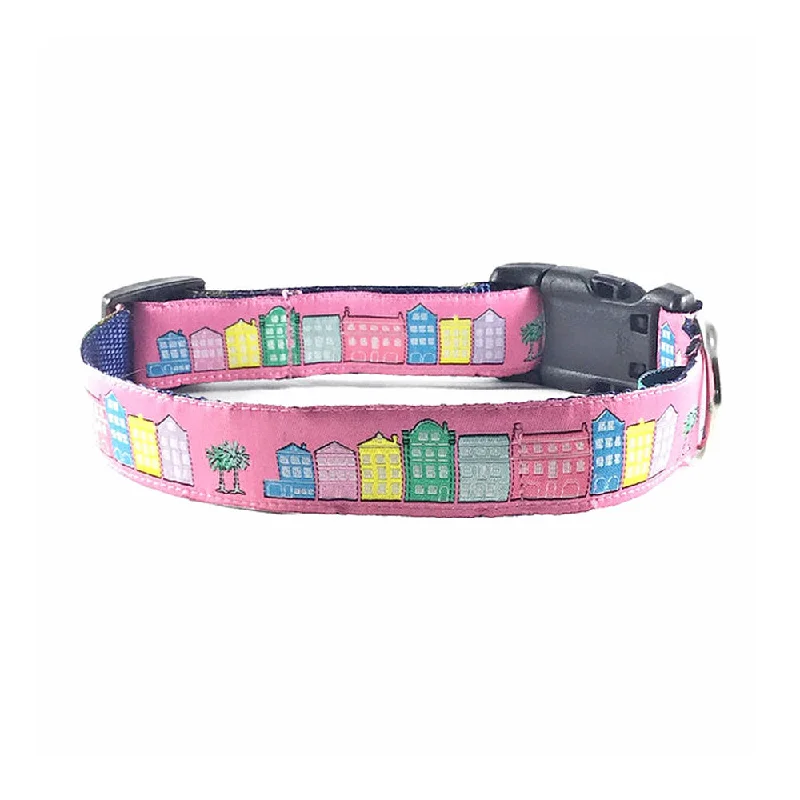 Panama Pink Rainbow Row Dog Collar