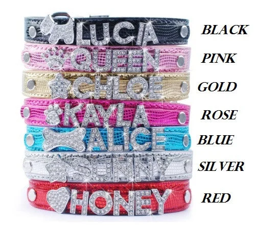 Personalized Dog Collars -Rhinestone Charms