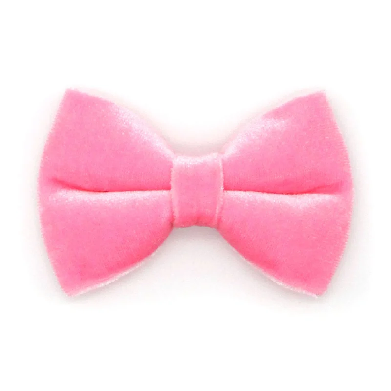 Pet Bow Tie - "Velvet - Candy Pink" - Bright Pink Velvet Bow Tie for Cat / For Cats + Small Dogs (One Size)