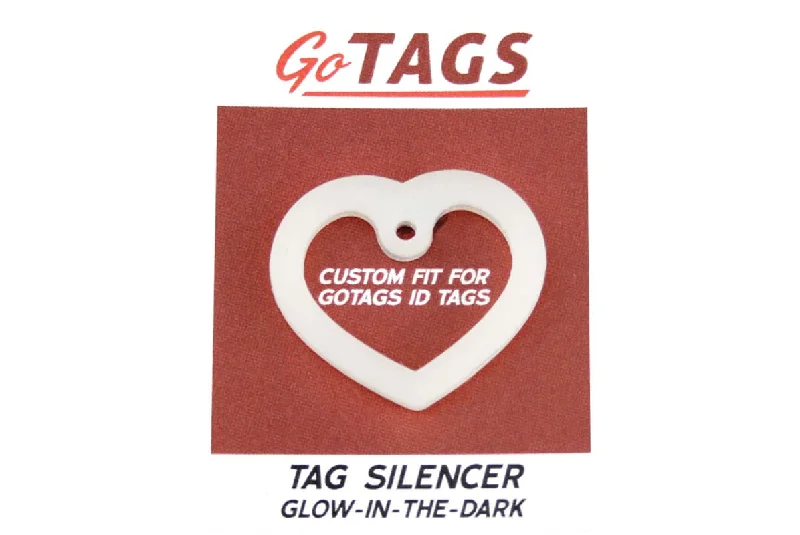 Pet Tag Silencer, Glow in the Dark, Heart Regular