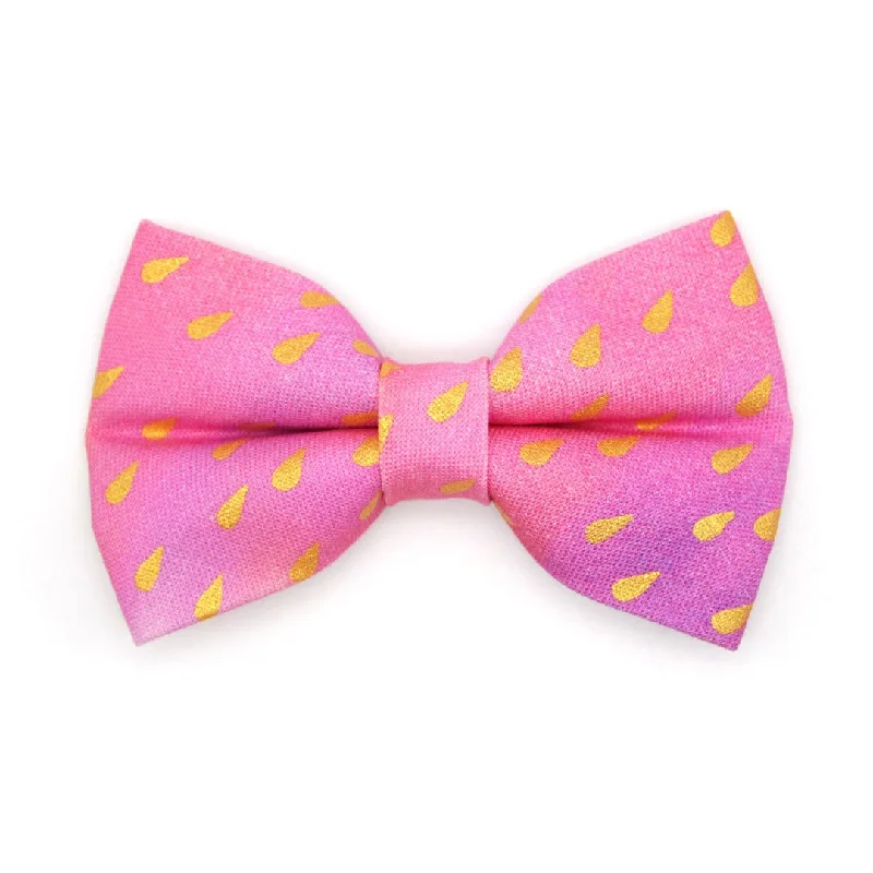 Pink Cat Bow Tie - "Splash - Pink Ombre" - Aquatic Raindrops Bow Tie for Cat / Summer, Water Droplet / Cat + Small Dog