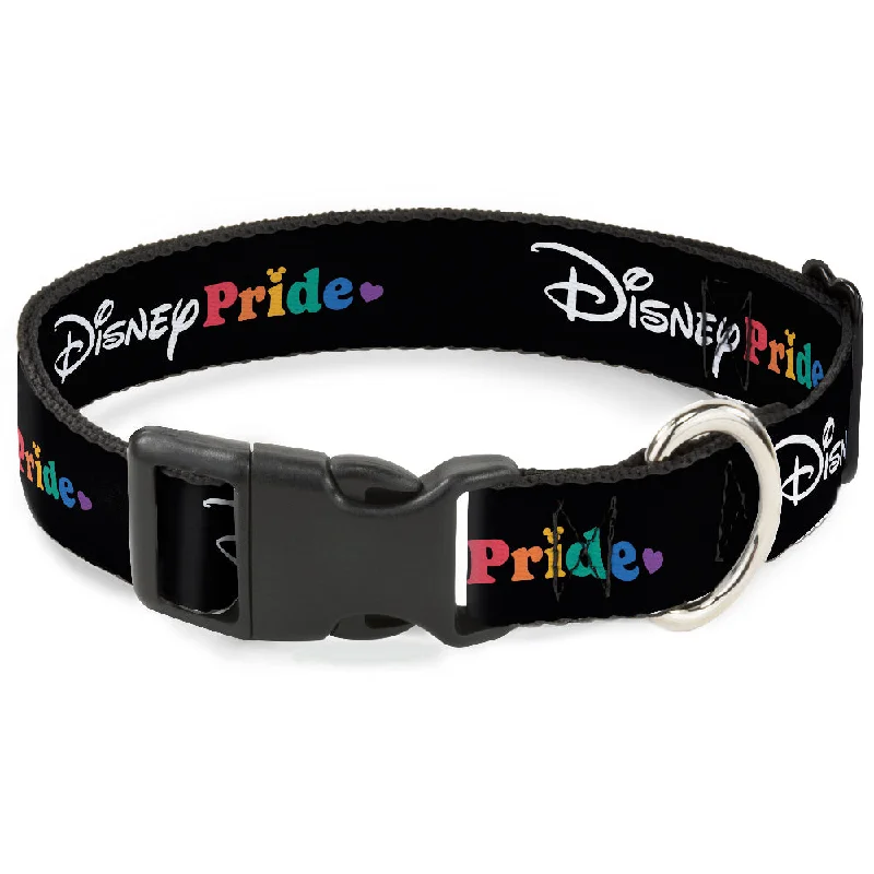 Plastic Clip Collar - DISNEY PRIDE Signature Logo Black/White/Rainbow