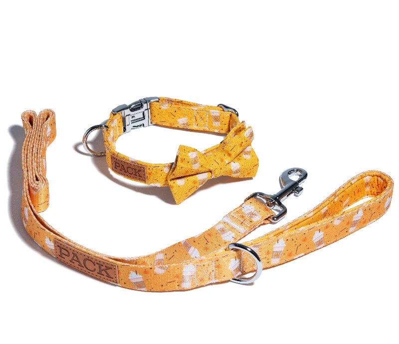 Pumpkin Spice Latte Leash + Bowtie Collar