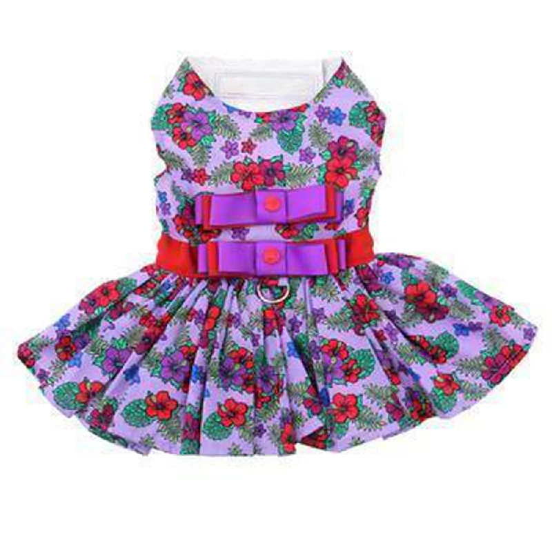 Purple and Red Floral Dog Harness Dress