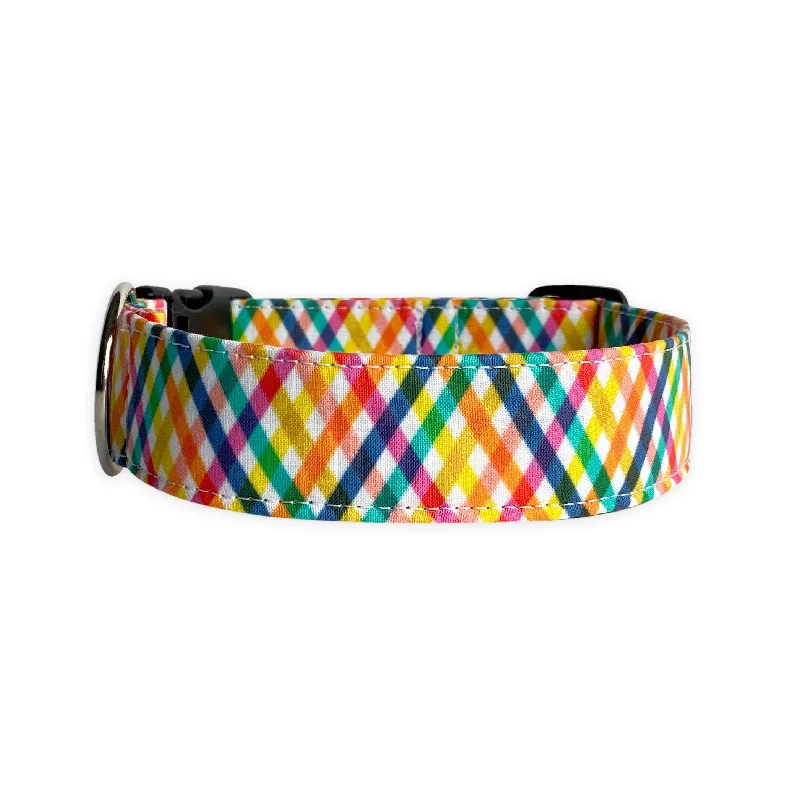 Personalized Dog Collar | Rainbow Plaid Dog Collar | Duke & Fox®