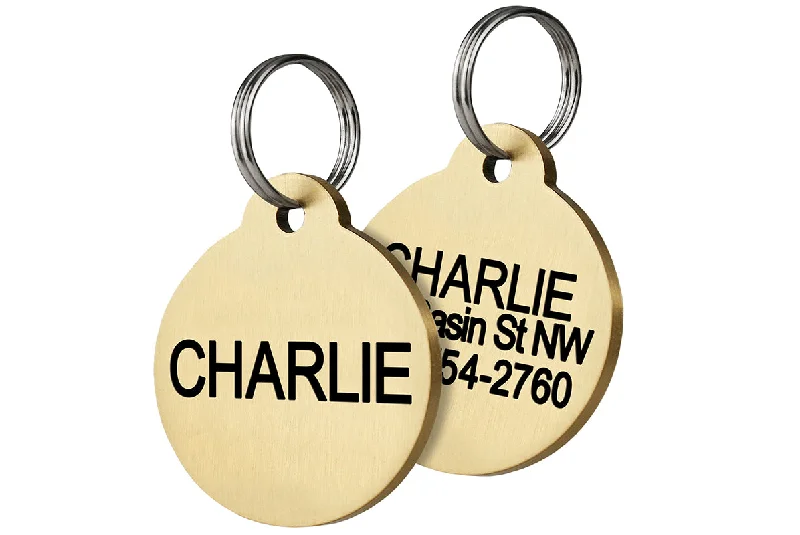 Round Brass Dog ID Tag