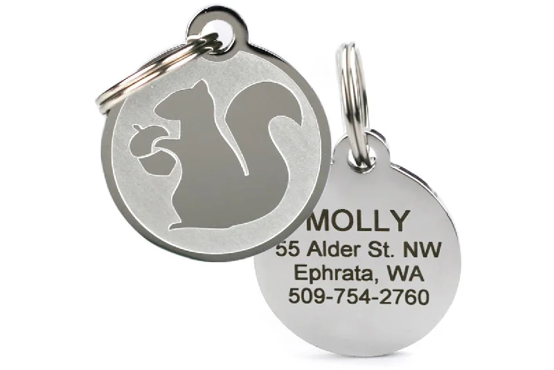 Squirrel Pet ID Tag in Stainless Steel