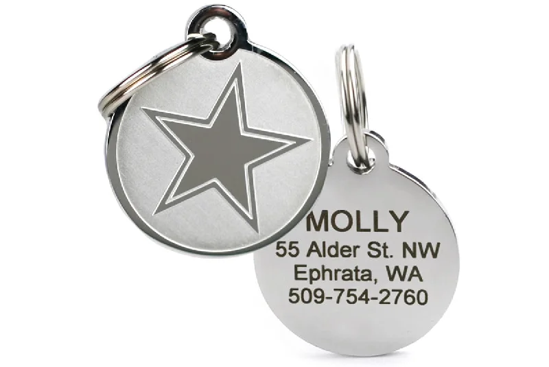 Pet ID Tag with Star in Stainless Steel