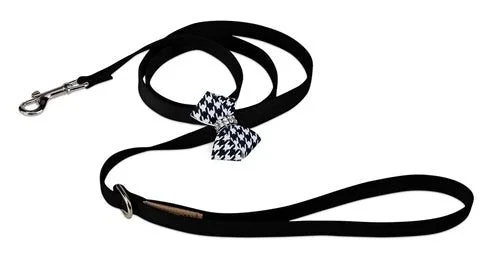 Susan Lanci Black and White Houndstooth Nouveau Bow Leash