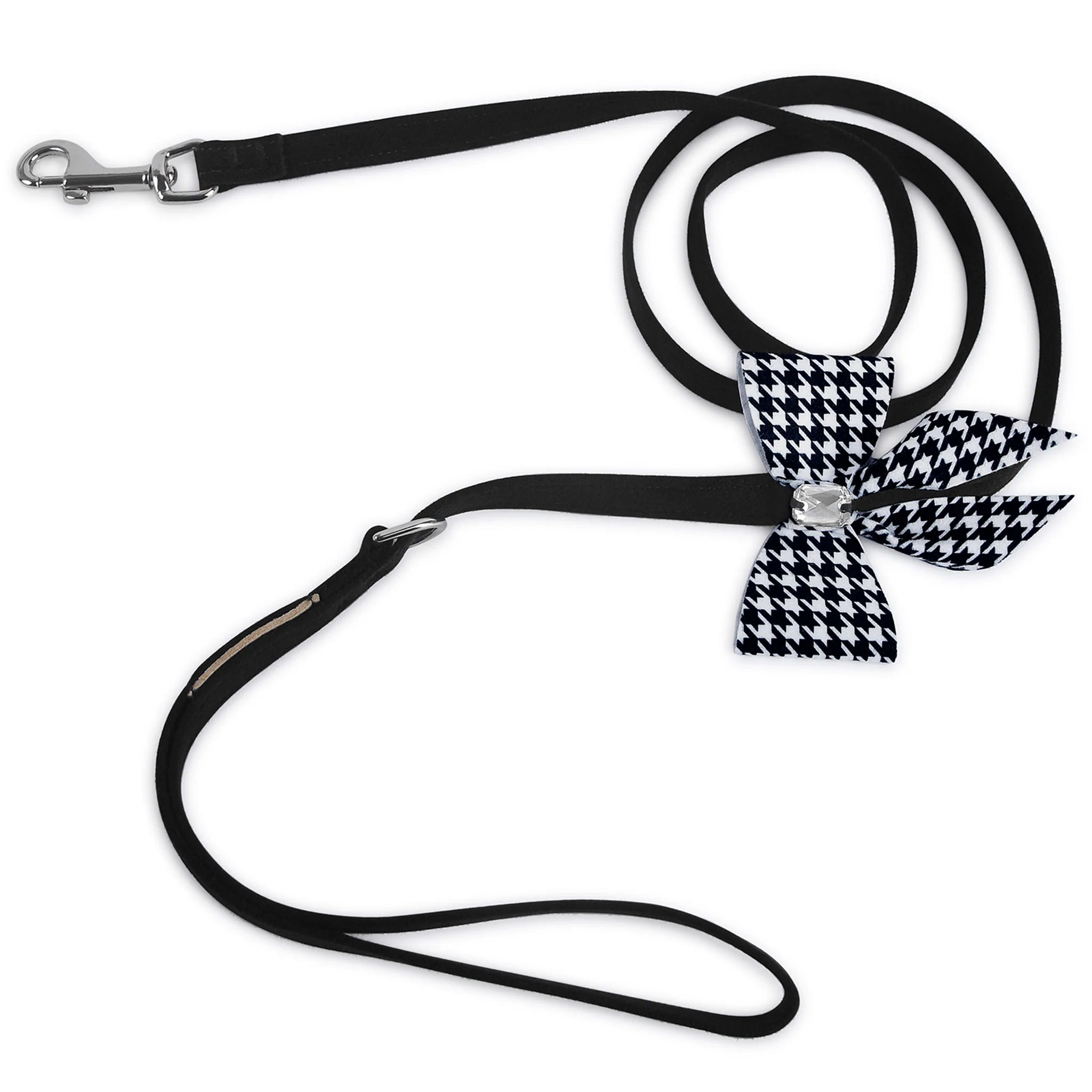 Susan Lanci Black & White Houndstooth Tail Bow Leash