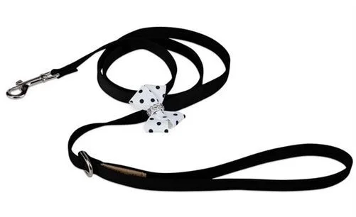 Susan Lanci Black & White Polka Dot Nouveau Bow Leash