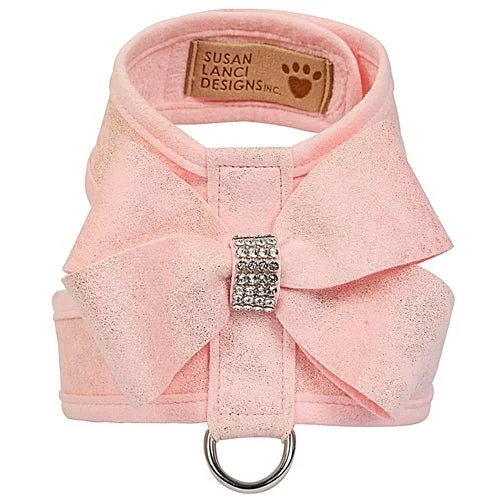 Susan Lanci Puppy Pink Glitzerati Nouveau Bow Tinkie Harness with Puppy Pink Trim