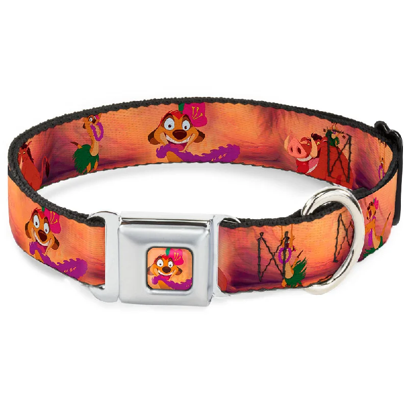 Timon Hula Pose Full Color Seatbelt Buckle Collar - Timon & Pumba The Hula Song Poses