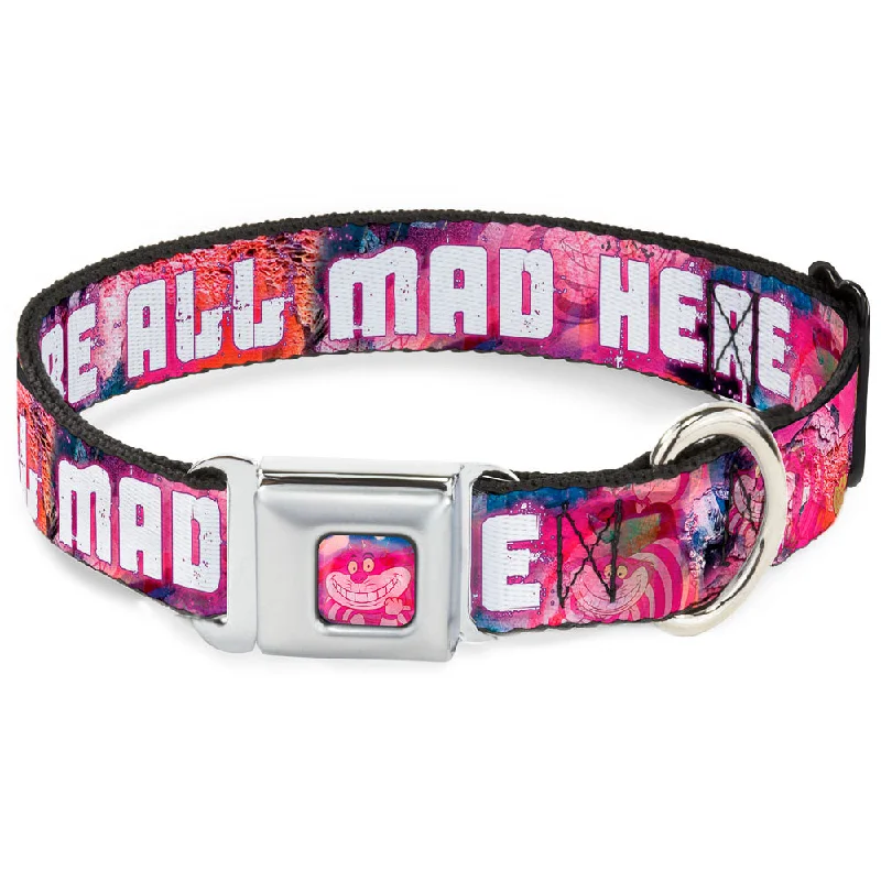 Transparent Cheshire Cat Face Full Color Seatbelt Buckle Collar - Transparent Cheshire Cat Poses WE'RE ALL MAD HERE