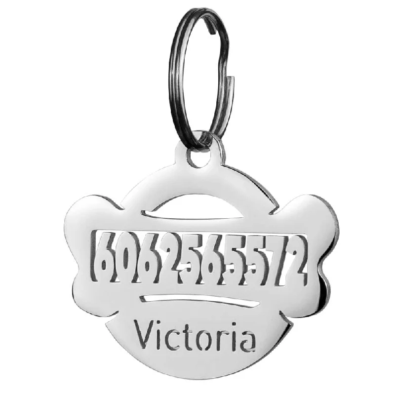 Round Bone Hollow Engraved Dog ID Tag