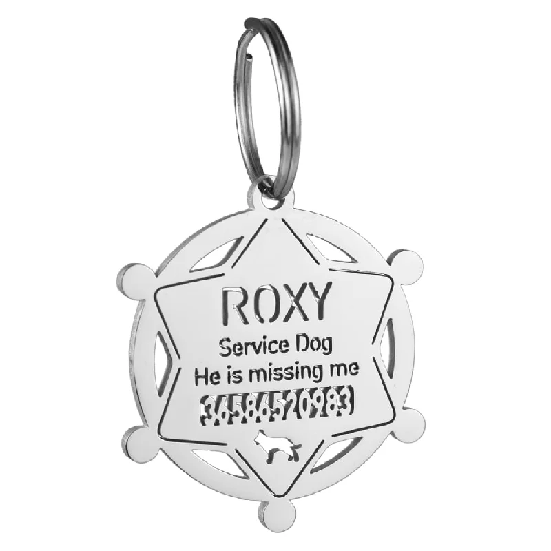 Star Police Badge Dog ID Tag