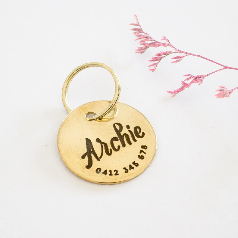 Personalised Brass Minimal Design Animal ID Tag